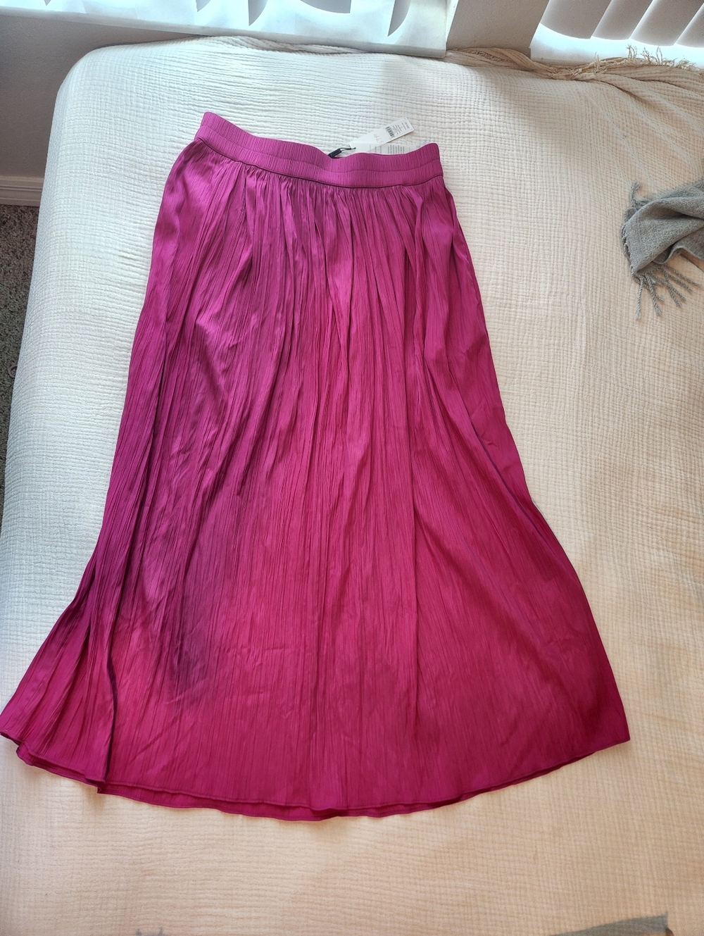 Chico's Vibrant Fuchsia Pleated Midi Skirt